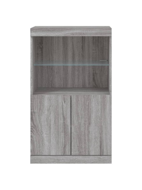 Kumode ar led lampiņām, pelēka ozolkoka krāsa, 60,5x37x100 cm