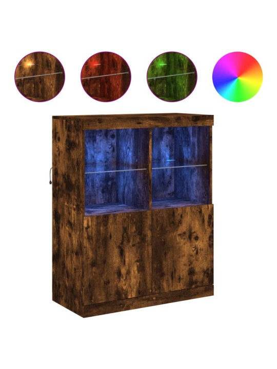 Kumode ar LED lampiņām, ozolkoka krāsa, 81x37x100 cm