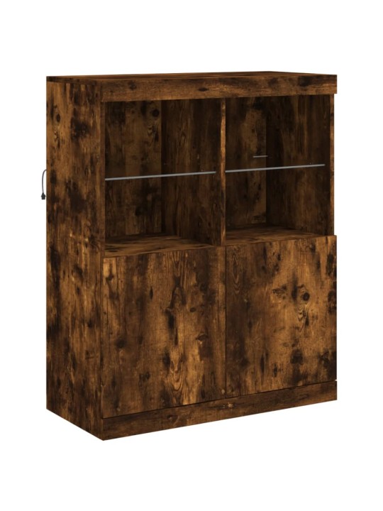 Kumode ar LED lampiņām, ozolkoka krāsa, 81x37x100 cm