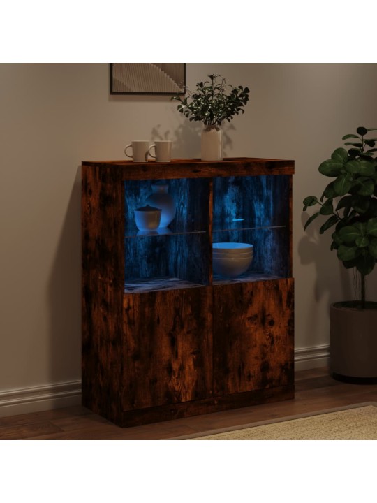 Kumode ar LED lampiņām, ozolkoka krāsa, 81x37x100 cm