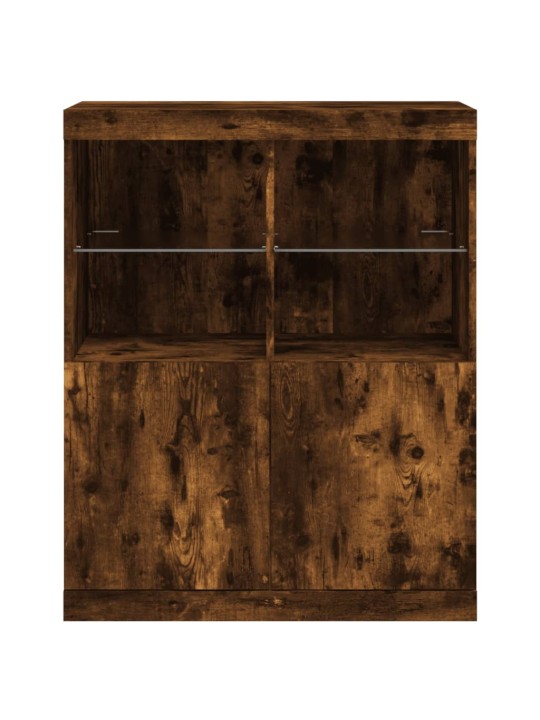 Kumode ar LED lampiņām, ozolkoka krāsa, 81x37x100 cm
