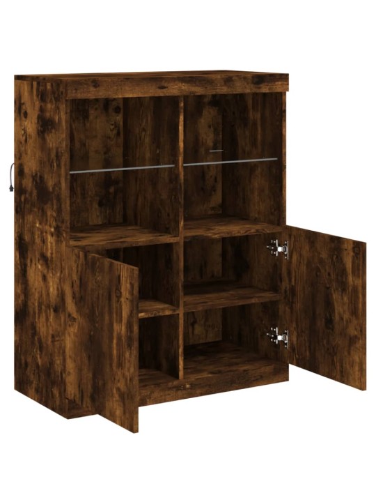 Kumode ar LED lampiņām, ozolkoka krāsa, 81x37x100 cm