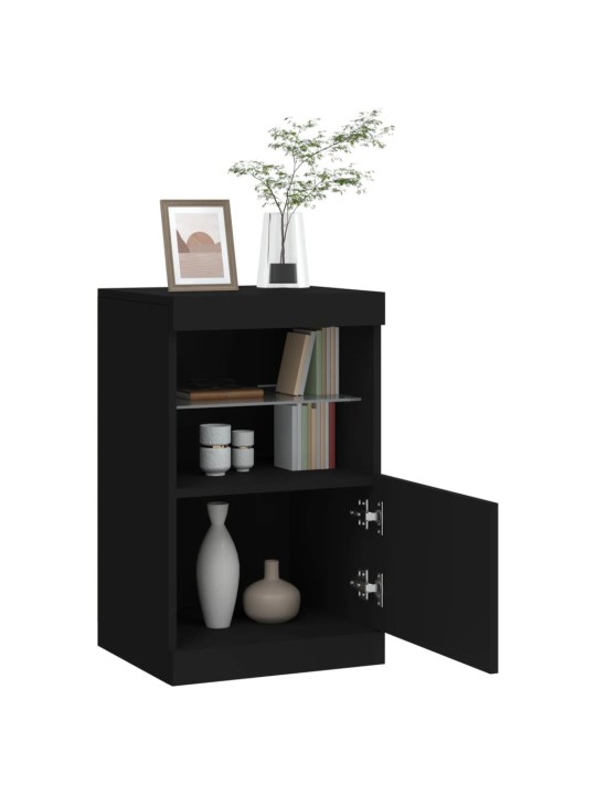 Kumode ar led lampiņām, melna, 41x37x67 cm