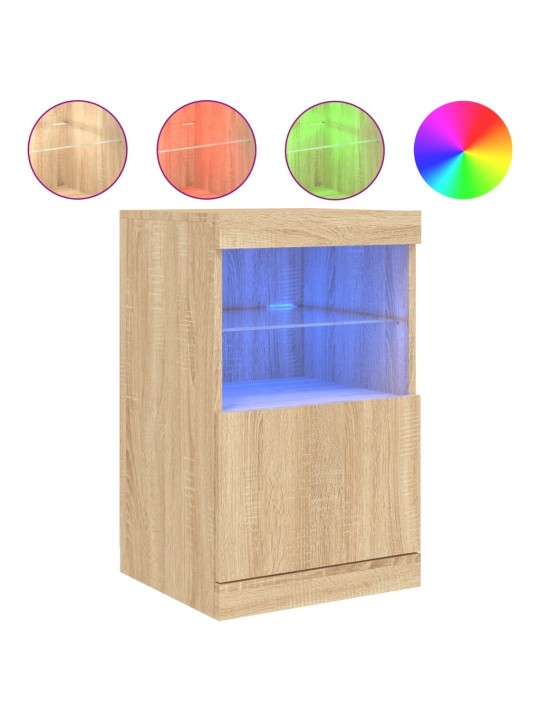Kumode ar led lampiņām, ozolkoka krāsa, 41x37x67 cm