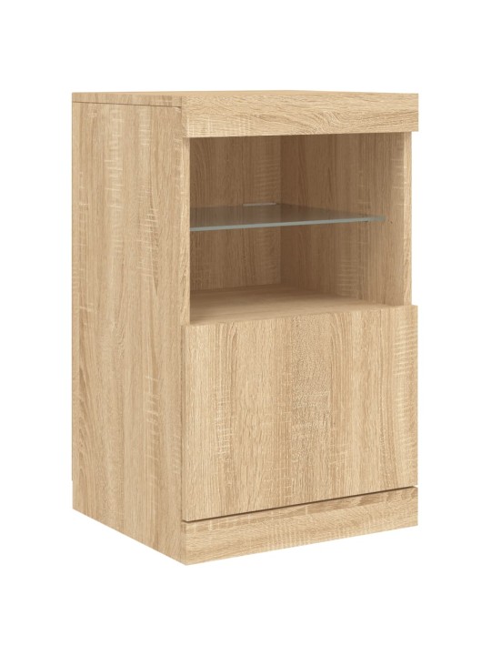Kumode ar led lampiņām, ozolkoka krāsa, 41x37x67 cm