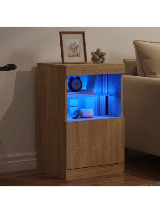 Kumode ar led lampiņām, ozolkoka krāsa, 41x37x67 cm