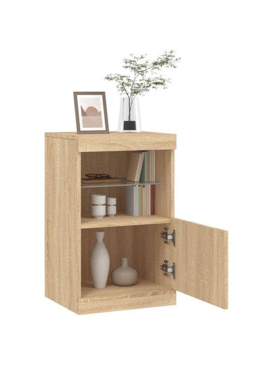 Kumode ar led lampiņām, ozolkoka krāsa, 41x37x67 cm