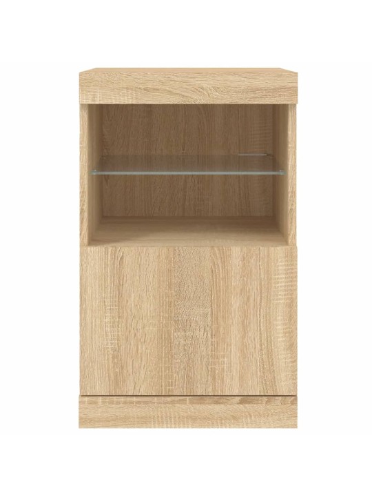 Kumode ar led lampiņām, ozolkoka krāsa, 41x37x67 cm