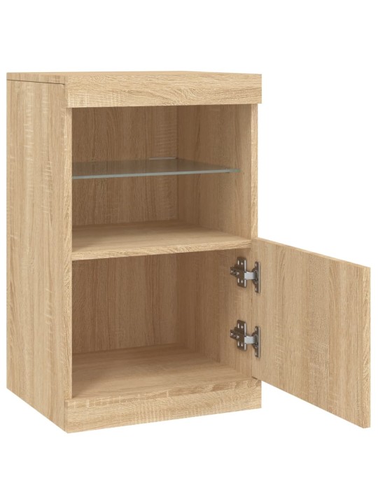 Kumode ar led lampiņām, ozolkoka krāsa, 41x37x67 cm