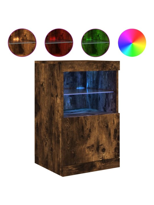 Kumode ar led lampiņām, ozolkoka krāsa, 41x37x67 cm