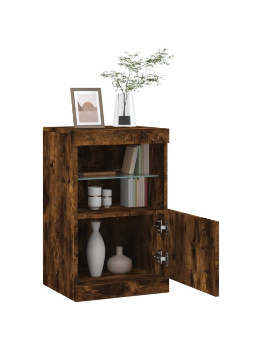 Kumode ar led lampiņām, ozolkoka krāsa, 41x37x67 cm