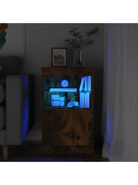 Kumode ar led lampiņām, ozolkoka krāsa, 41x37x67 cm