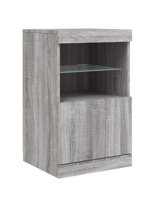 Kumode ar led lampiņām, pelēka ozolkoka krāsa, 41x37x67 cm