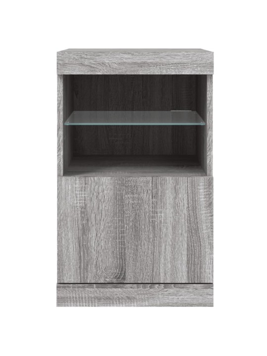 Kumode ar led lampiņām, pelēka ozolkoka krāsa, 41x37x67 cm