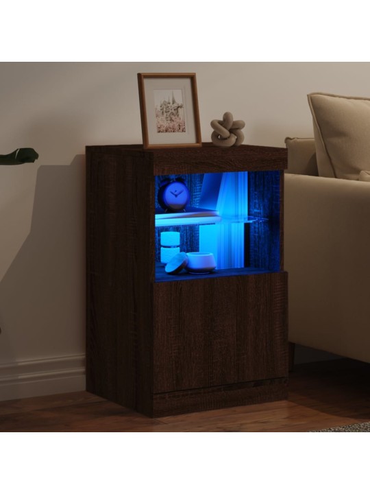 Kumode ar led lampiņām, brūna koka krāsa, 41x37x67 cm
