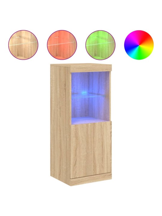 Kumode ar led lampiņām, ozolkoka krāsa, 41x37x100 cm