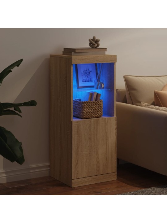 Kumode ar led lampiņām, ozolkoka krāsa, 41x37x100 cm
