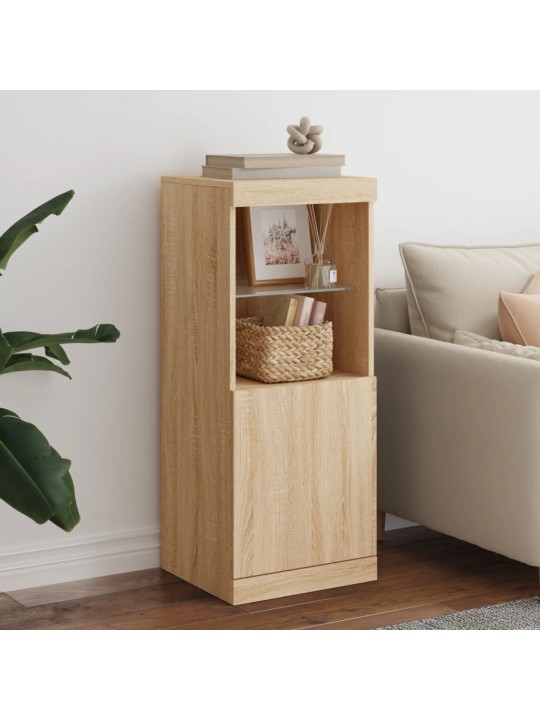 Kumode ar led lampiņām, ozolkoka krāsa, 41x37x100 cm