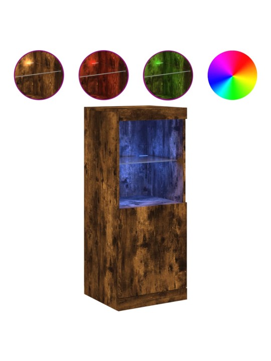 Kumode ar led lampiņām, ozolkoka krāsa, 41x37x100 cm