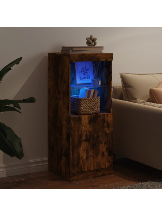 Kumode ar led lampiņām, ozolkoka krāsa, 41x37x100 cm