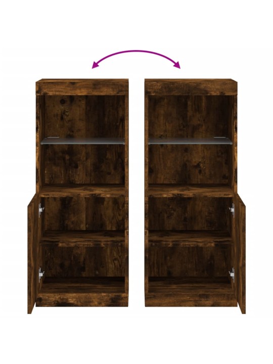 Kumode ar led lampiņām, ozolkoka krāsa, 41x37x100 cm