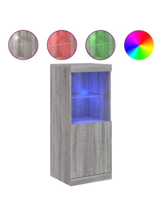 Kumode ar led lampiņām, pelēka ozolkoka krāsa, 41x37x100 cm