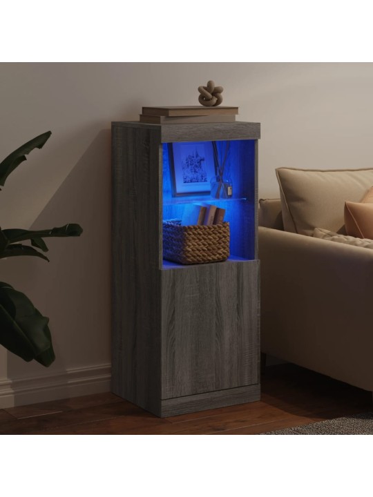 Kumode ar led lampiņām, pelēka ozolkoka krāsa, 41x37x100 cm