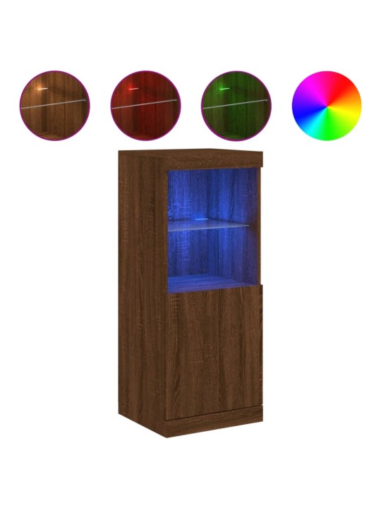 Kumode ar led lampiņām, brūna koka krāsa, 41x37x100 cm