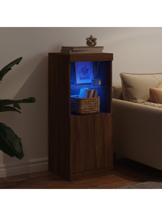 Kumode ar led lampiņām, brūna koka krāsa, 41x37x100 cm
