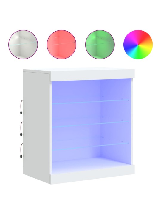 Kumode ar led lampiņām, balta, 60,5x37x67 cm