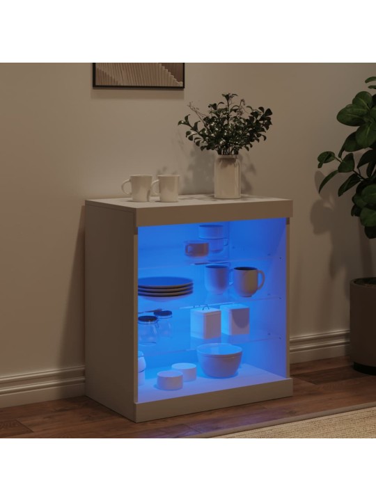 Kumode ar led lampiņām, balta, 60,5x37x67 cm