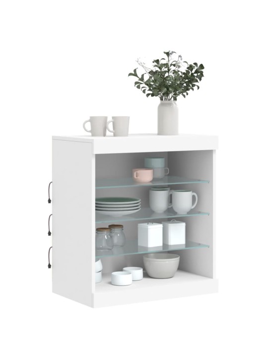 Kumode ar led lampiņām, balta, 60,5x37x67 cm