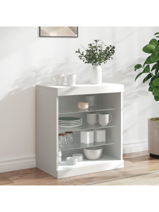 Kumode ar led lampiņām, balta, 60,5x37x67 cm