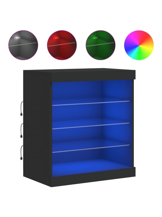 Kumode ar led lampiņām, melna, 60,5x37x67 cm