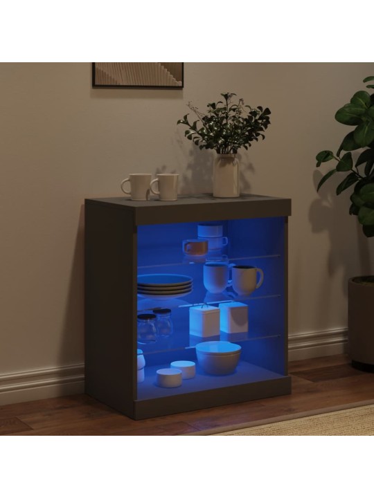 Kumode ar led lampiņām, melna, 60,5x37x67 cm