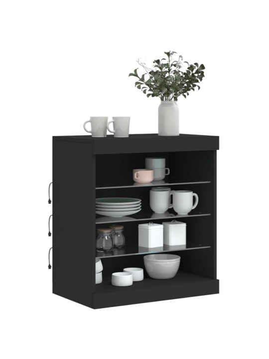 Kumode ar led lampiņām, melna, 60,5x37x67 cm