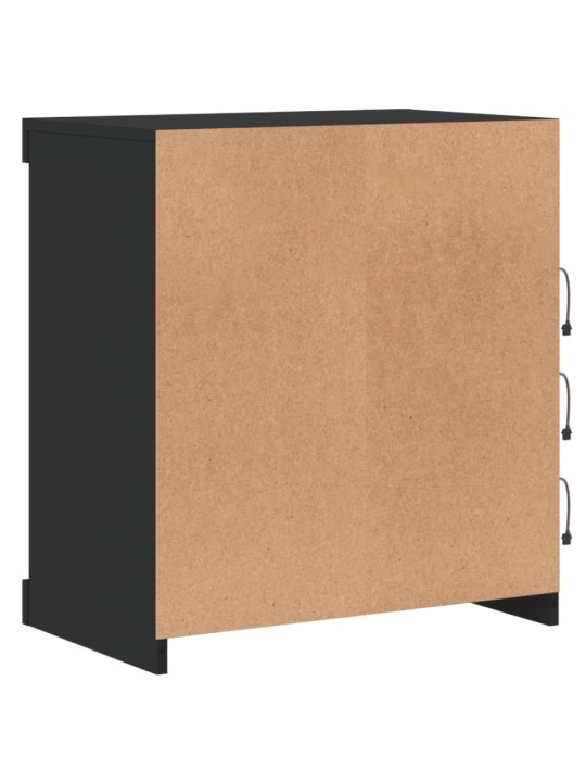 Kumode ar led lampiņām, melna, 60,5x37x67 cm