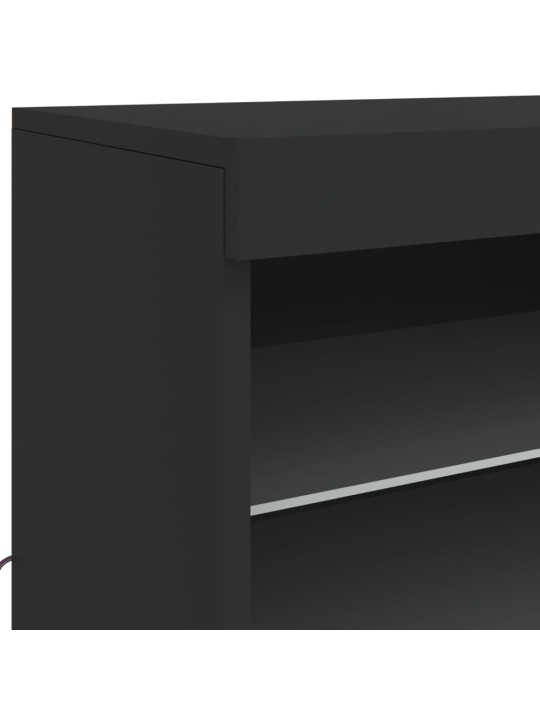 Kumode ar led lampiņām, melna, 60,5x37x67 cm
