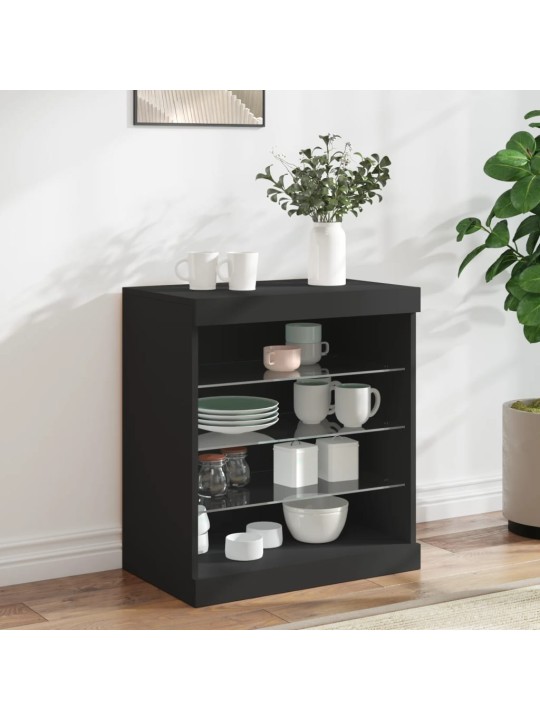 Kumode ar led lampiņām, melna, 60,5x37x67 cm
