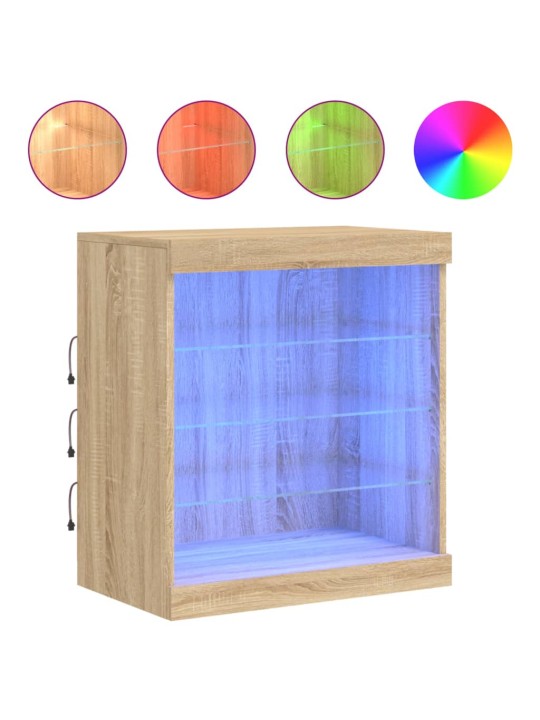 Kumode ar led lampiņām, ozolkoka krāsa, 60,5x37x67 cm