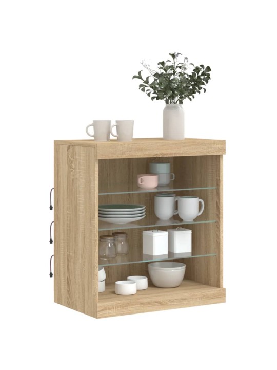 Kumode ar led lampiņām, ozolkoka krāsa, 60,5x37x67 cm