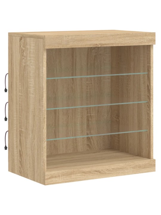 Kumode ar led lampiņām, ozolkoka krāsa, 60,5x37x67 cm