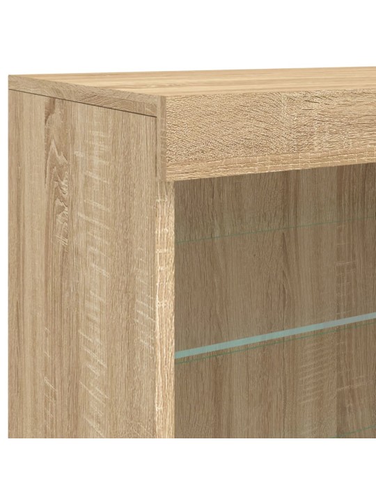 Kumode ar led lampiņām, ozolkoka krāsa, 60,5x37x67 cm