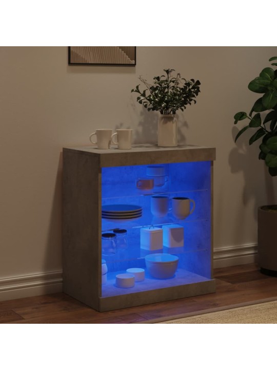 Kumode ar led lampiņām, betona pelēka, 60,5x37x67 cm