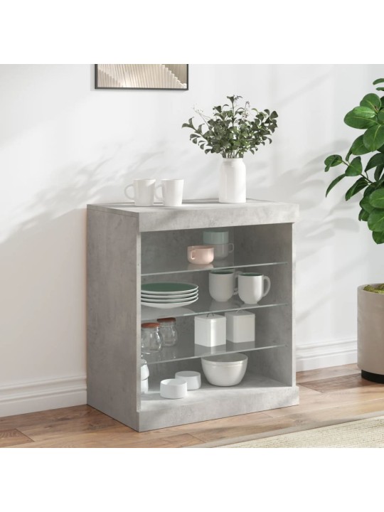 Kumode ar led lampiņām, betona pelēka, 60,5x37x67 cm