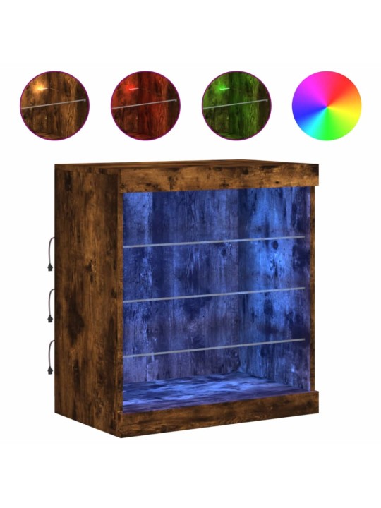 Kumode ar led lampiņām, ozolkoka krāsa, 60,5x37x67 cm