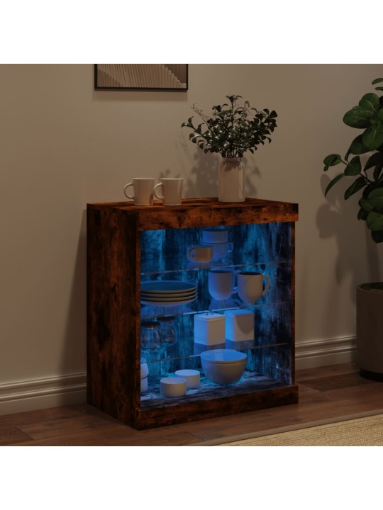 Kumode ar led lampiņām, ozolkoka krāsa, 60,5x37x67 cm