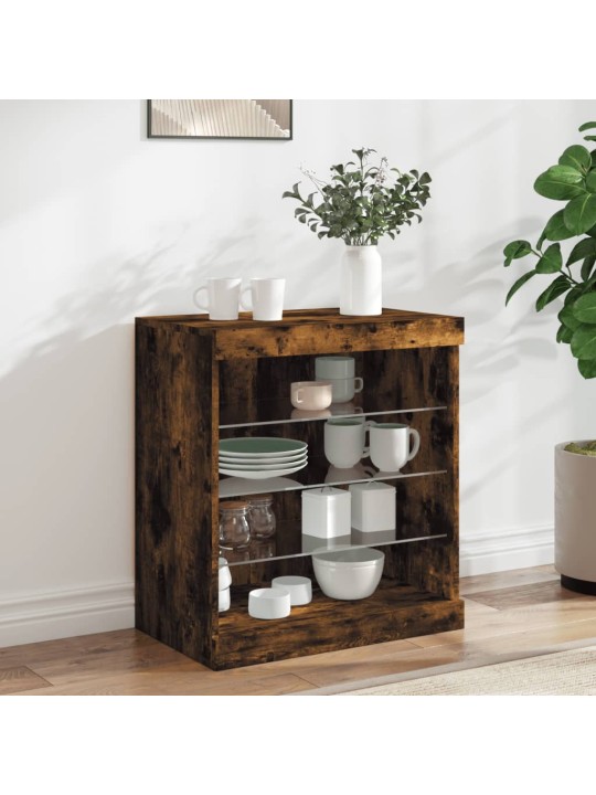 Kumode ar led lampiņām, ozolkoka krāsa, 60,5x37x67 cm