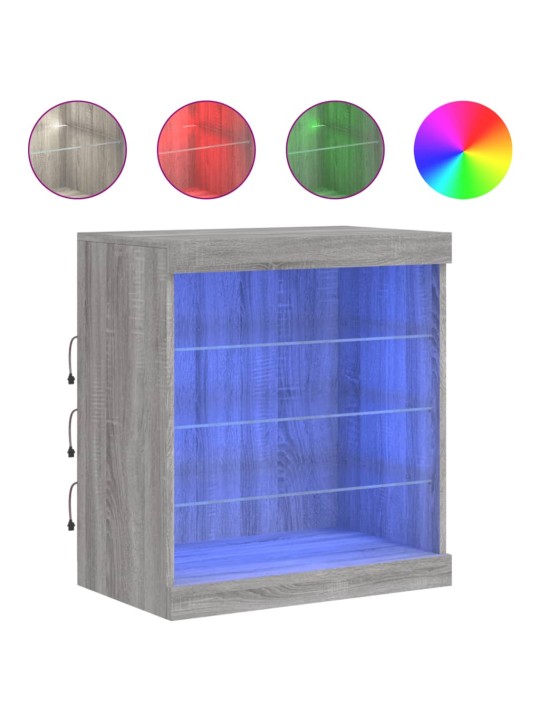 Kumode ar led lampiņām, pelēka ozolkoka krāsa, 60,5x37x67 cm