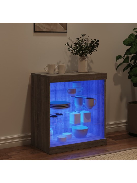 Kumode ar led lampiņām, pelēka ozolkoka krāsa, 60,5x37x67 cm